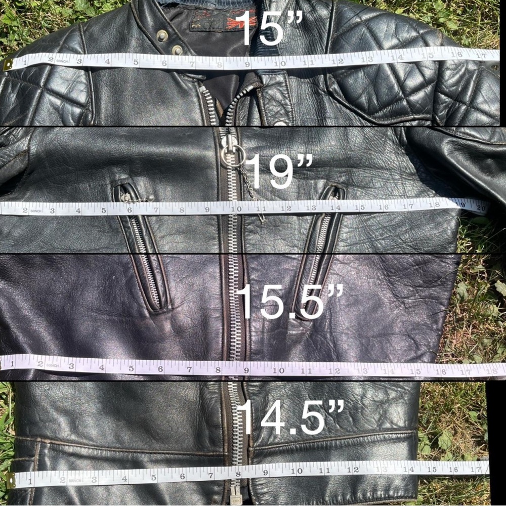 Vintage Distressed Quilted Leather Jacket Moto Biker Grunge Goth Punk XS Patina - Picture 8 of 9